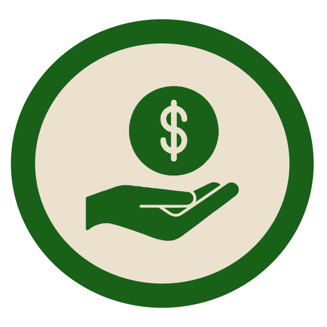 Dollar icon design to represent budget-conscious landscape design