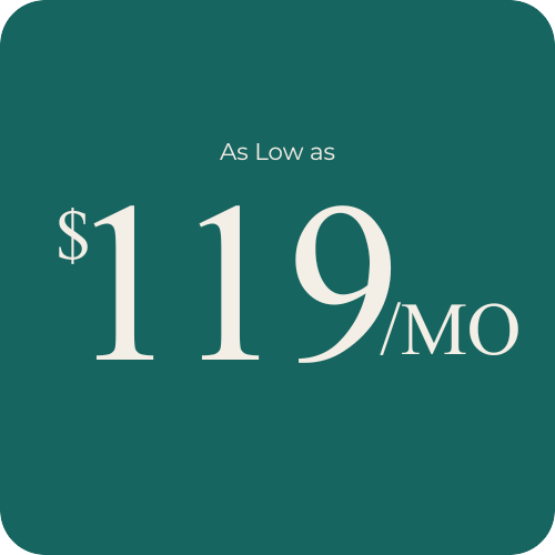 Text stating "As Low as $119/month" on a dark green background.