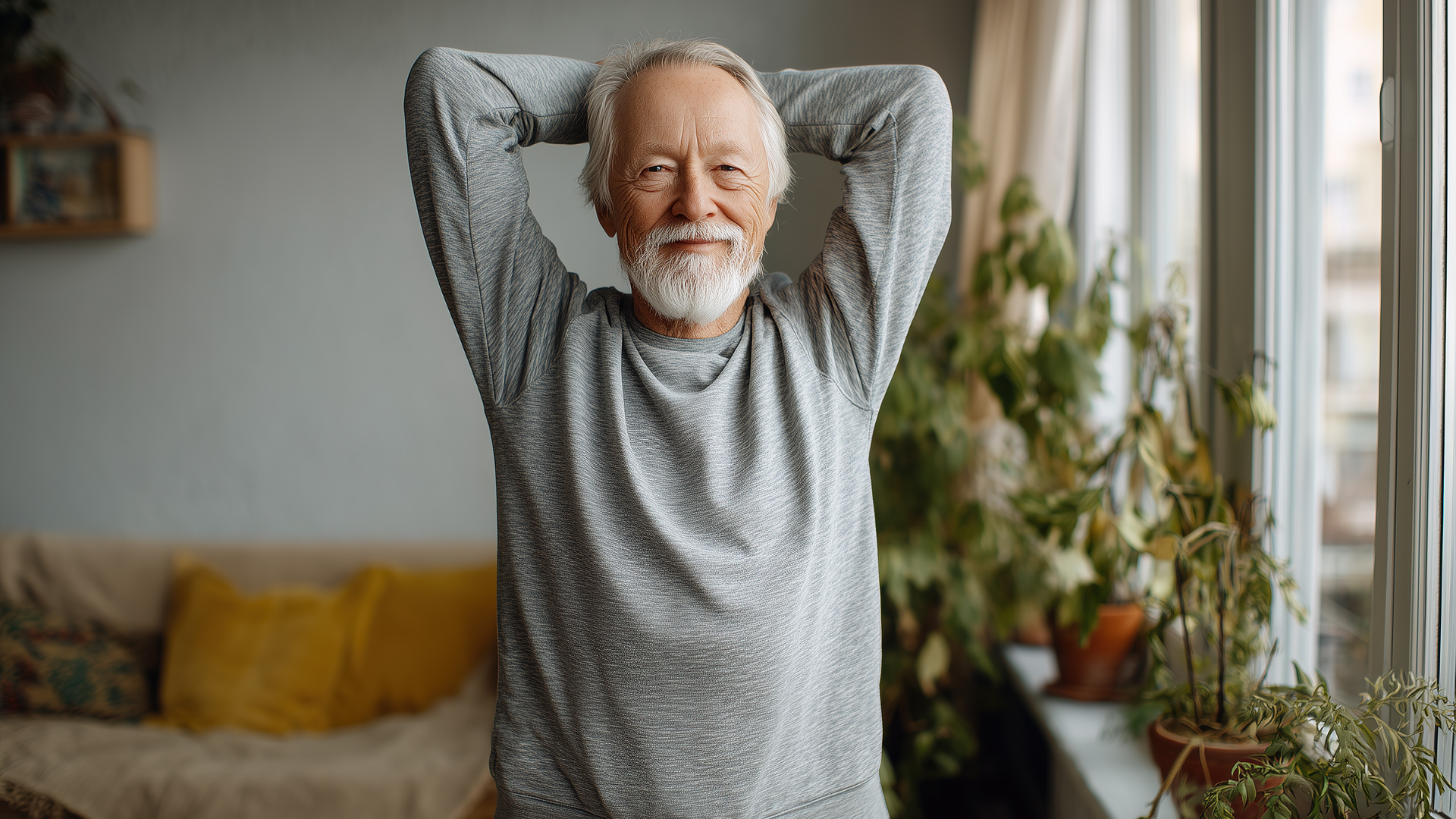 Smiling man reflecting positive results from personalized healthcare and lifestyle guidance.