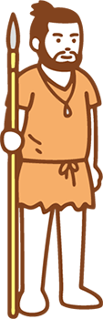 Illustration - Stone Age Man - Japanese Australia Online Lesson - Non-beginner-course
