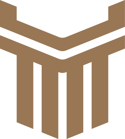 Minimalist icon of a judge's gavel in brown and black.