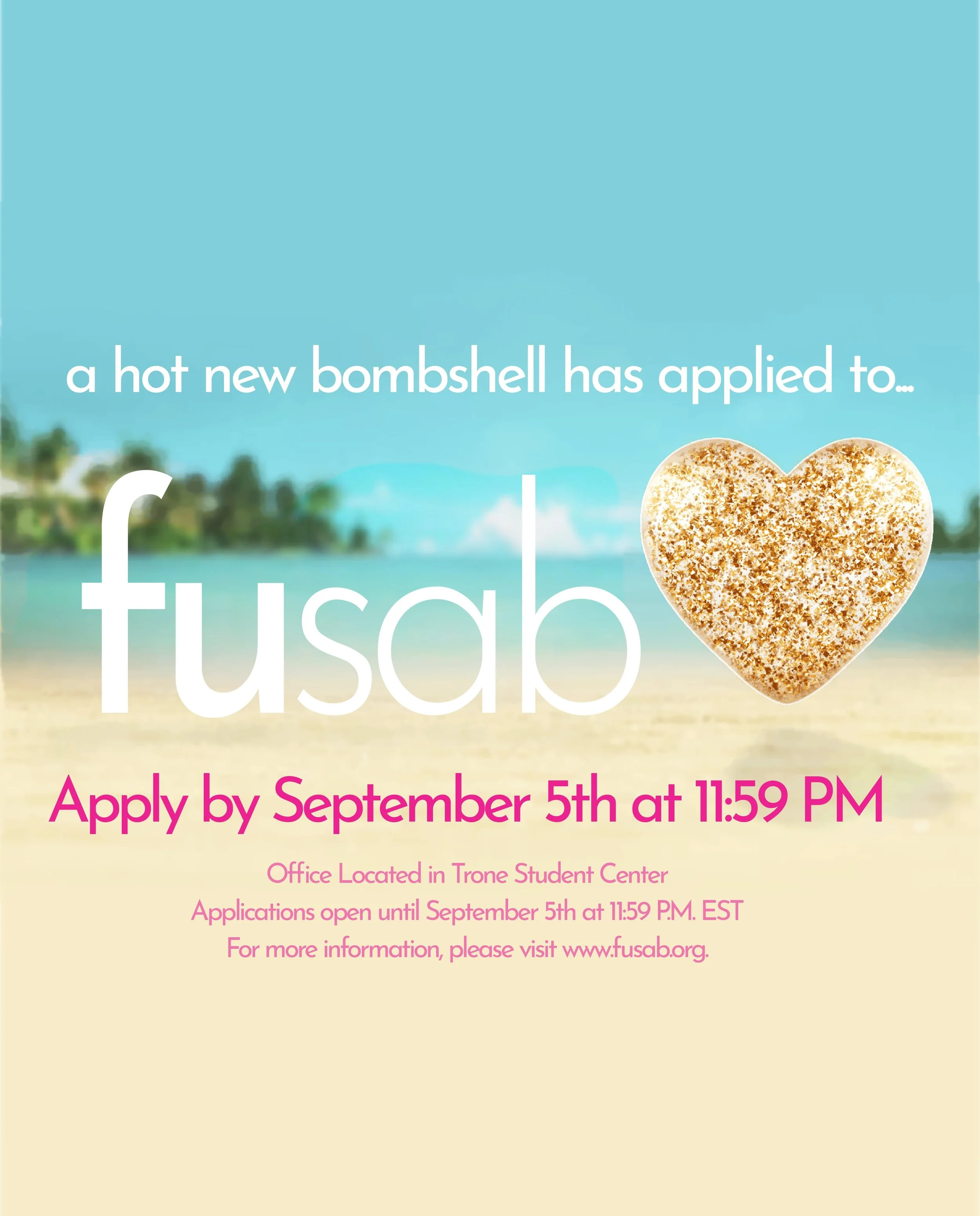 📲 I&rsquo;VE GOT A TEXT! 💌🌴

FUSAB applications are officially OPEN! 🥳✨

Applications are open to ALL students&mdash;first-years, sophomores, juniors, and seniors! 💜🤍

🔗 Apply using the link in our bio, going to FUSAB.org, or scanning the QR c