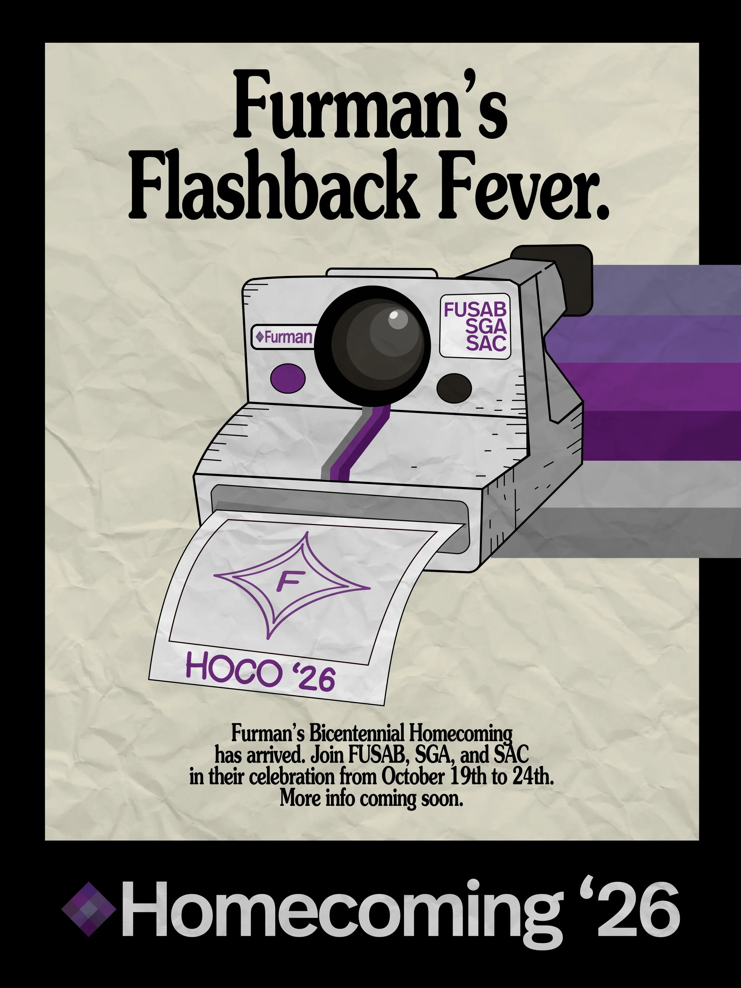 Furman&rsquo;s got a case of Flashback Fever! 📸💿

This Homecoming, we&rsquo;re turning back the clock and celebrating 200 years of Furman through the decades that made Furman as we know it today. 

Welcome to Furman&rsquo;s Flashback Fever: Homecom