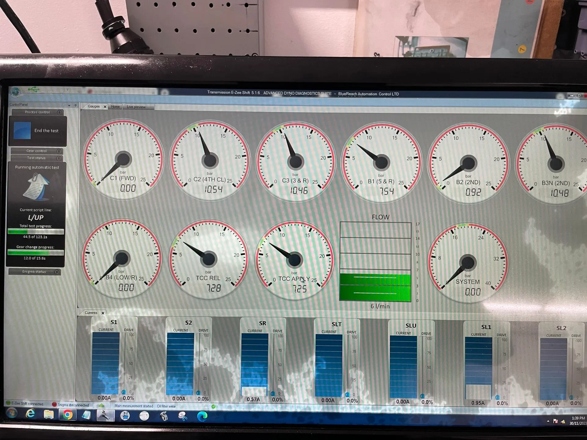 Dyno Reading Running an Automatic Test