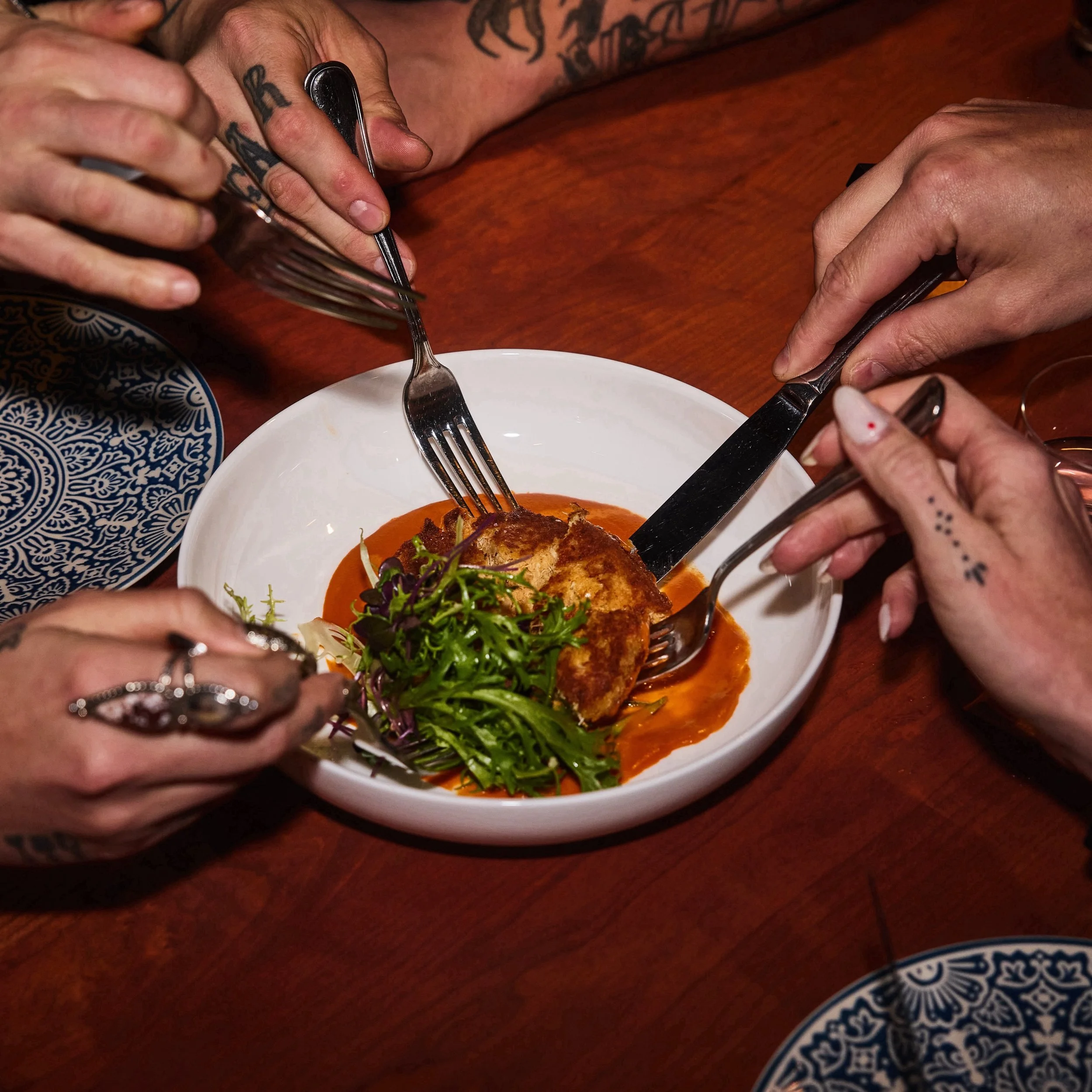 The crab cake dilemma. So good you want it all to yourself, but too good not to share it with your people. 

jumbo lump crab &bull; yuzu &bull; red miso shrimp bisque
