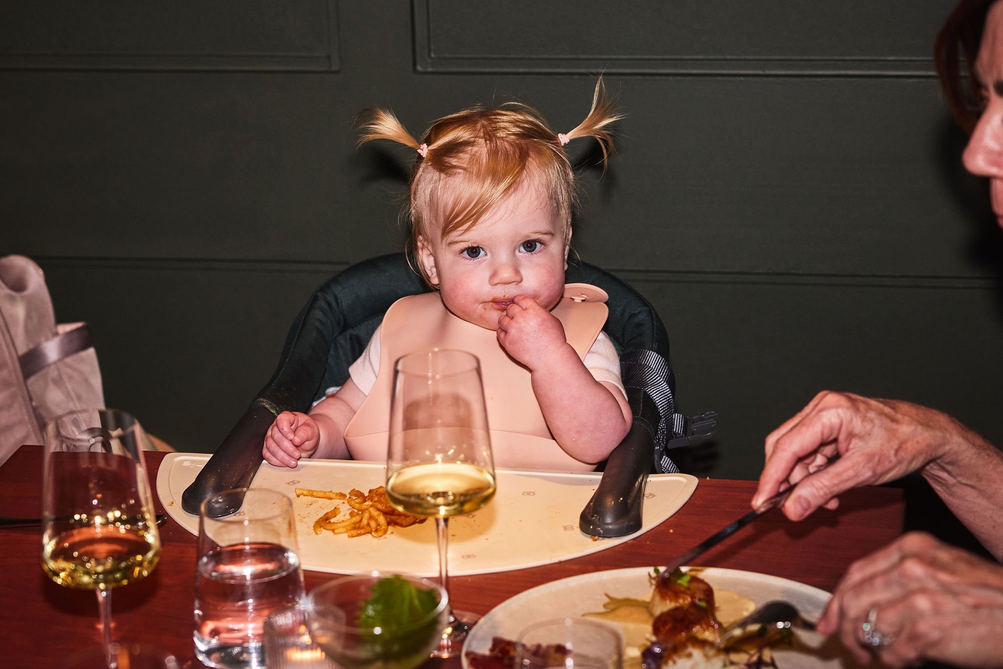 Baby Madeline dining at Restaurant Madeline in Denver