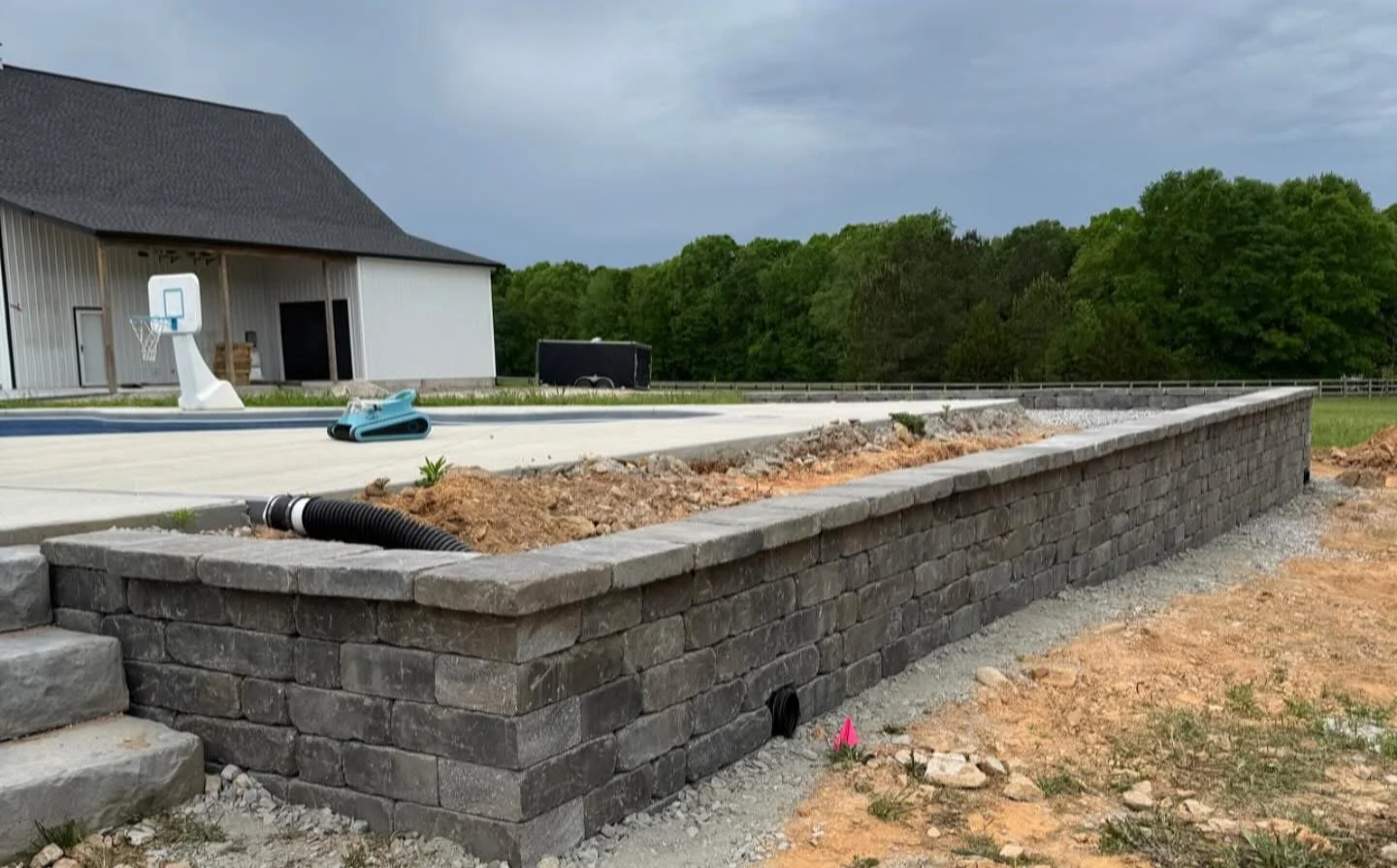 Stone retaining wall 