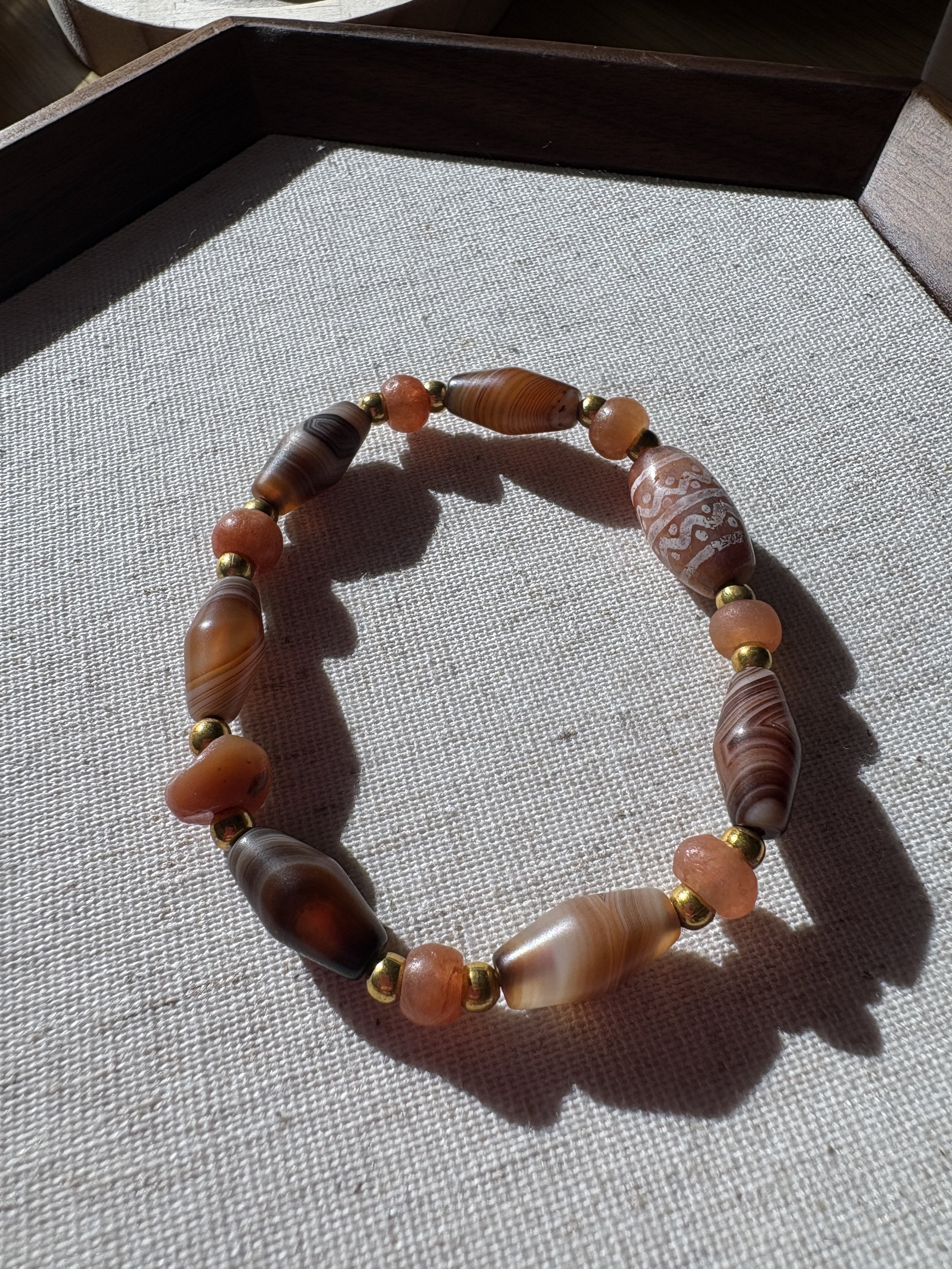 Ancient Agate Bead Bracelet