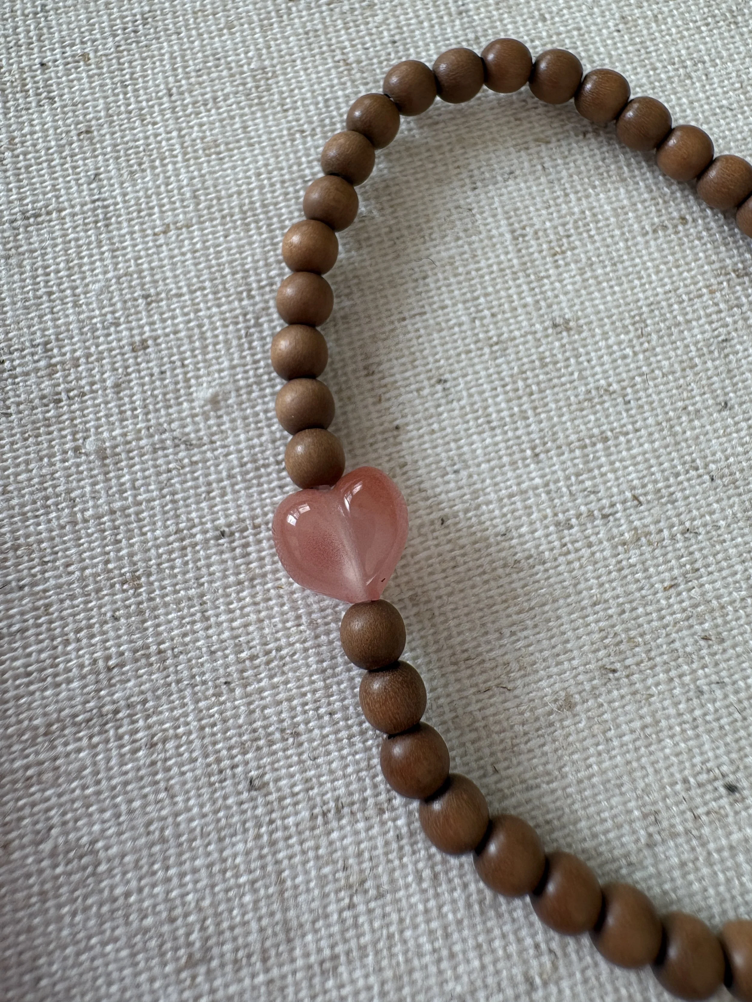 Sandalwood Bracelet with Heart Charm