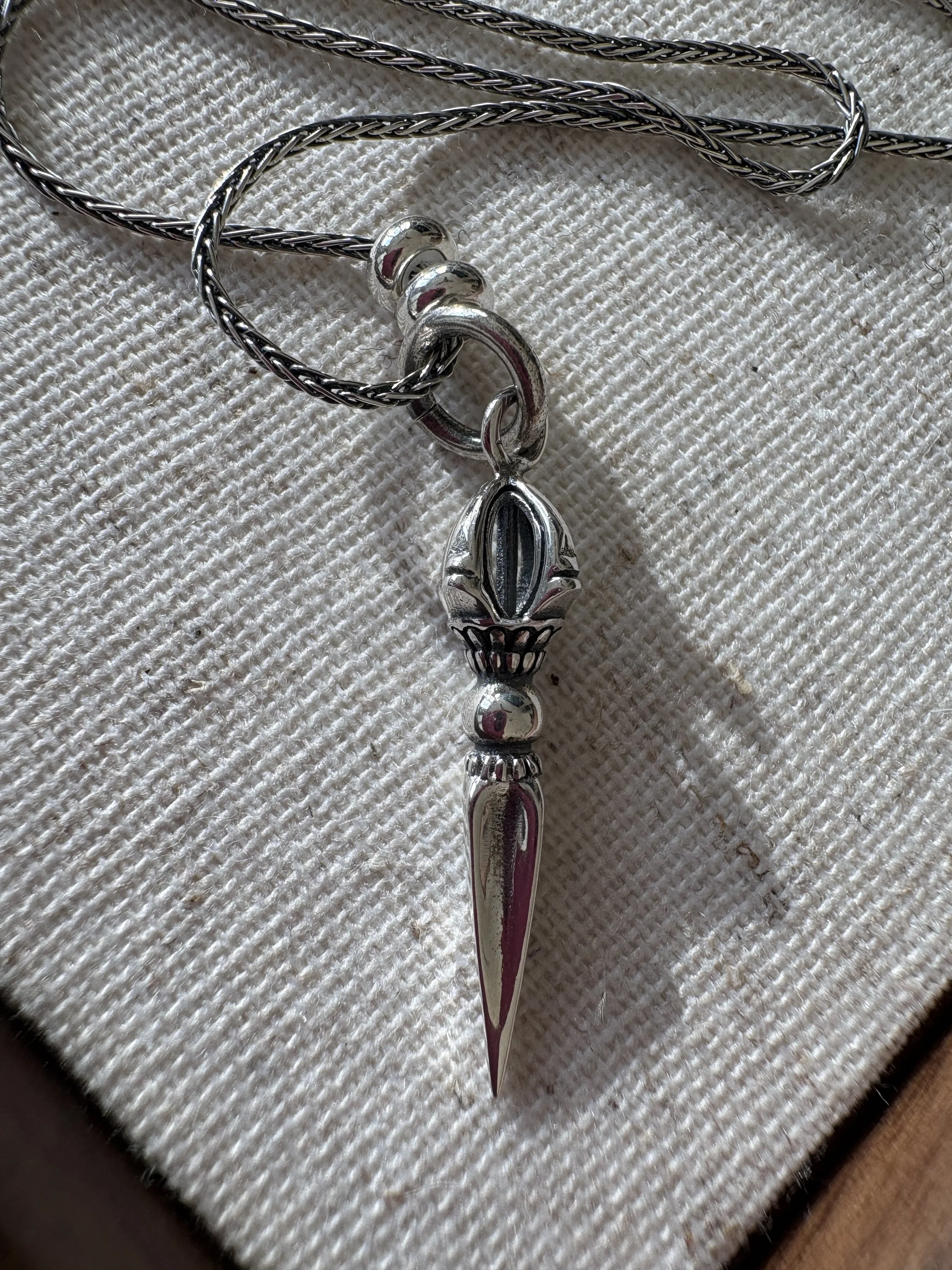 Pure Silver Vajra Pendant Necklace