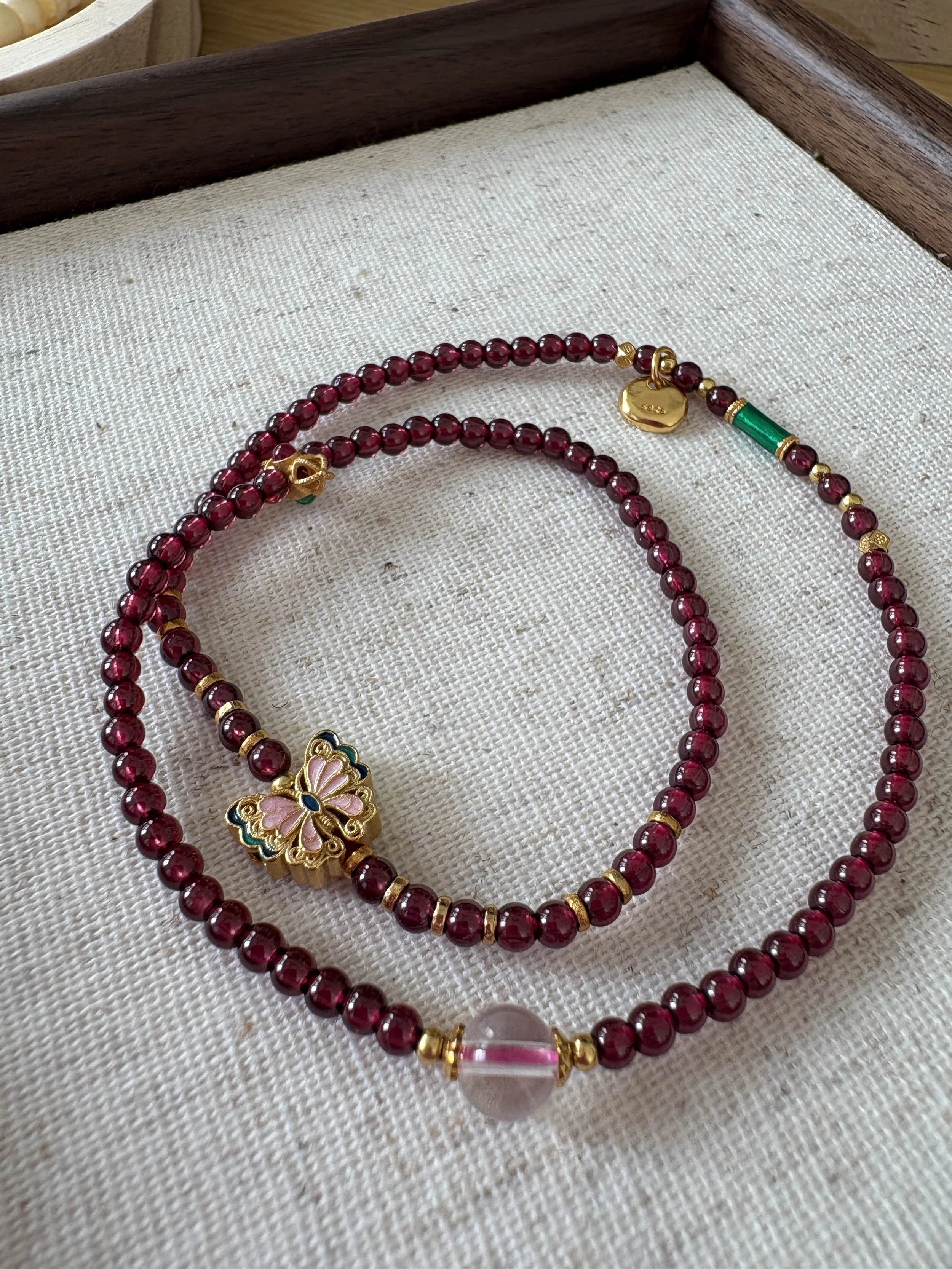 Garnet Butterfly Necklace