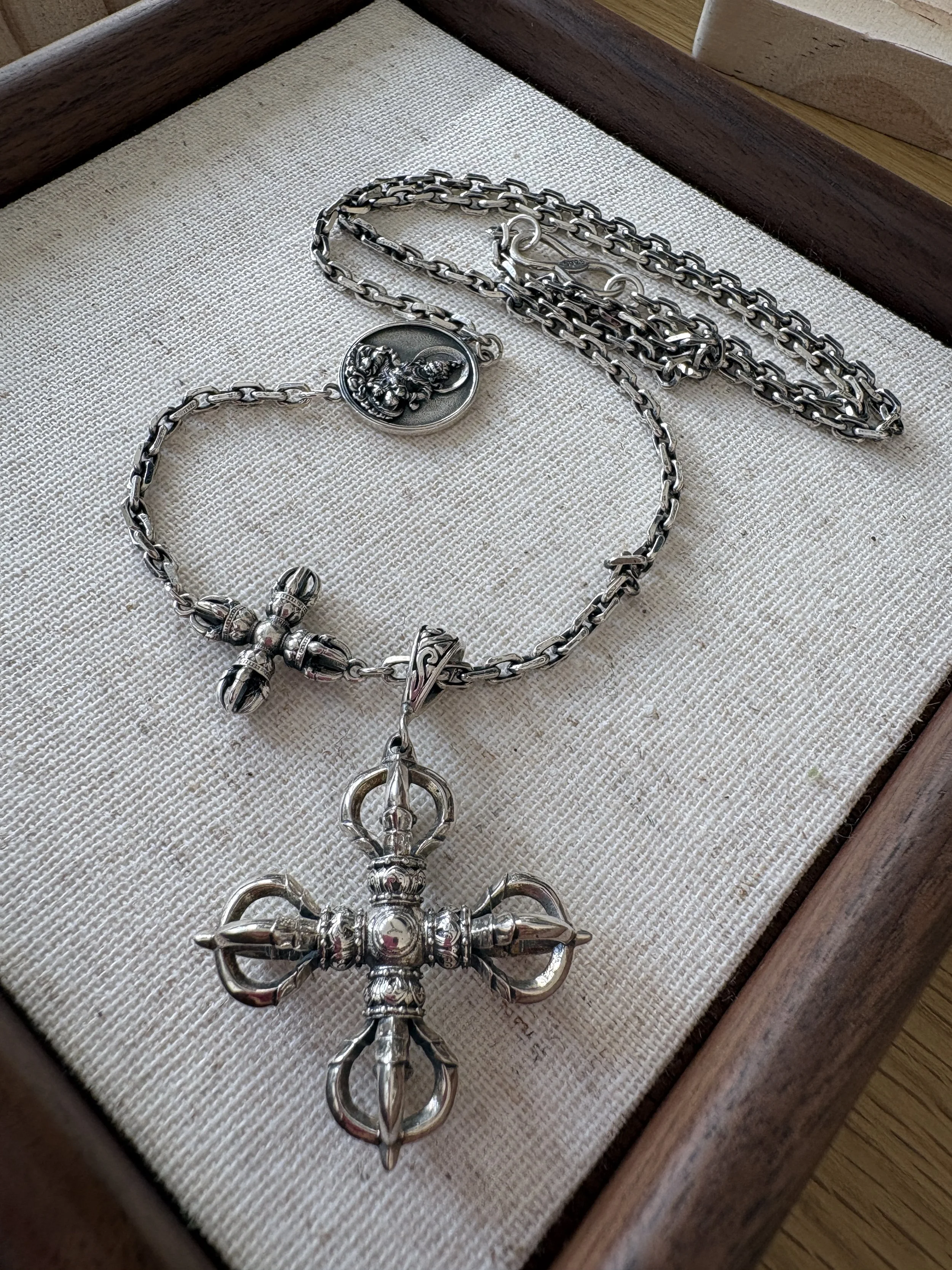 Pure Silver Vajra Pendant Necklace