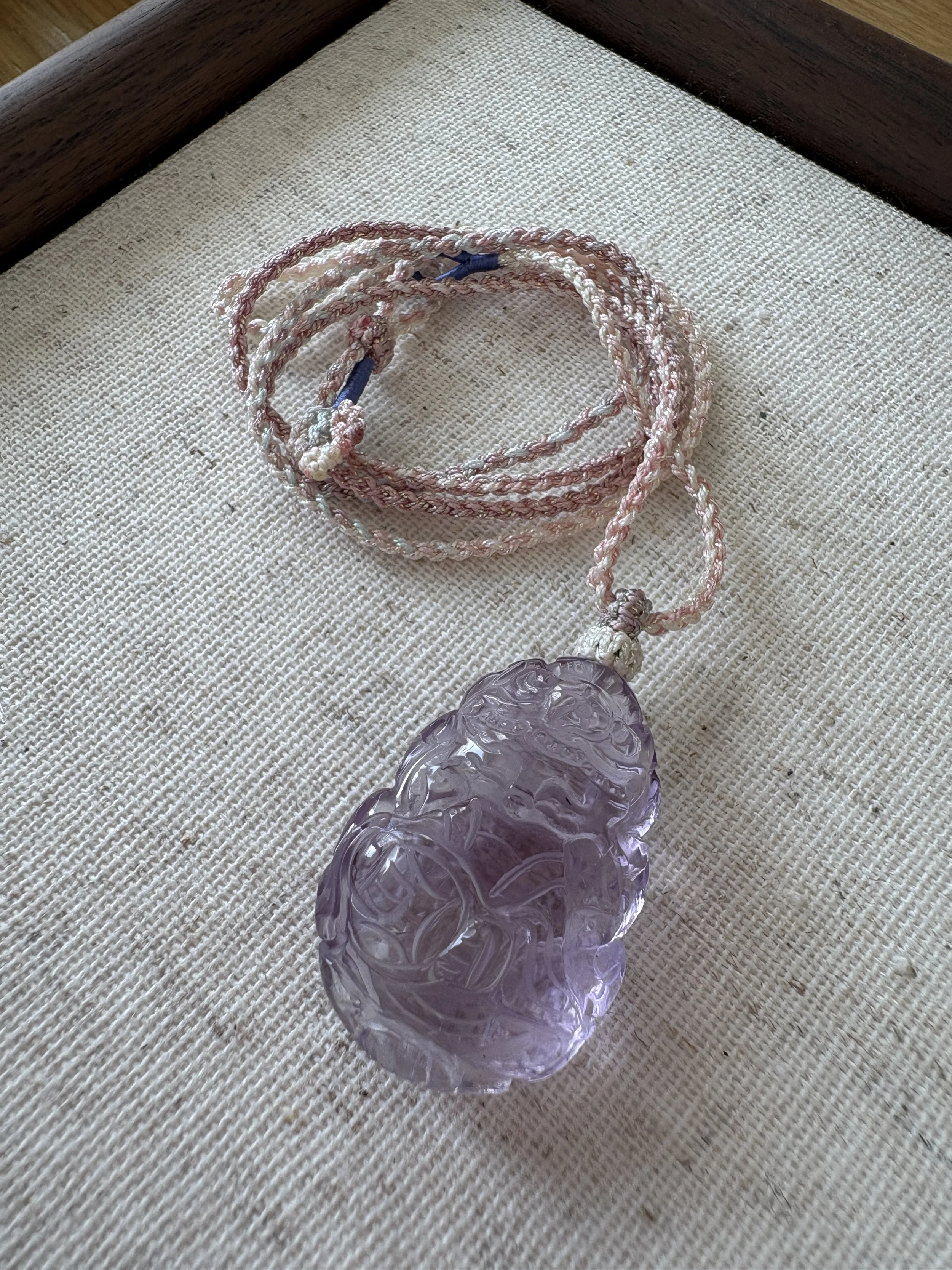 Fox Carved Amethyst Pendant