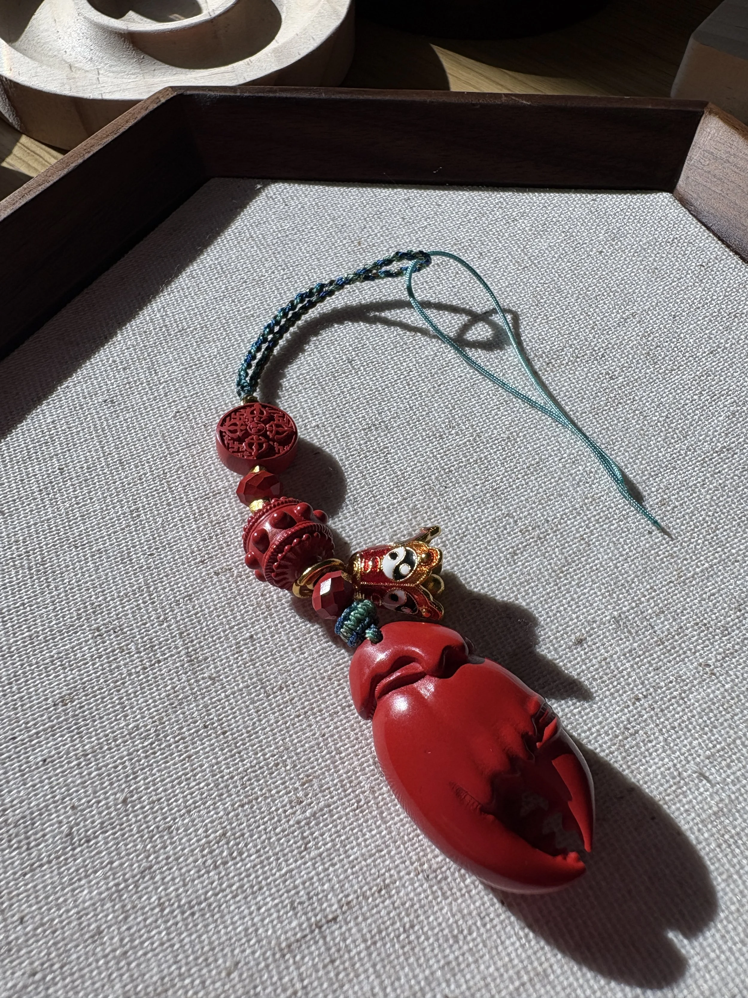 Crab Style Cinnabar Pendant