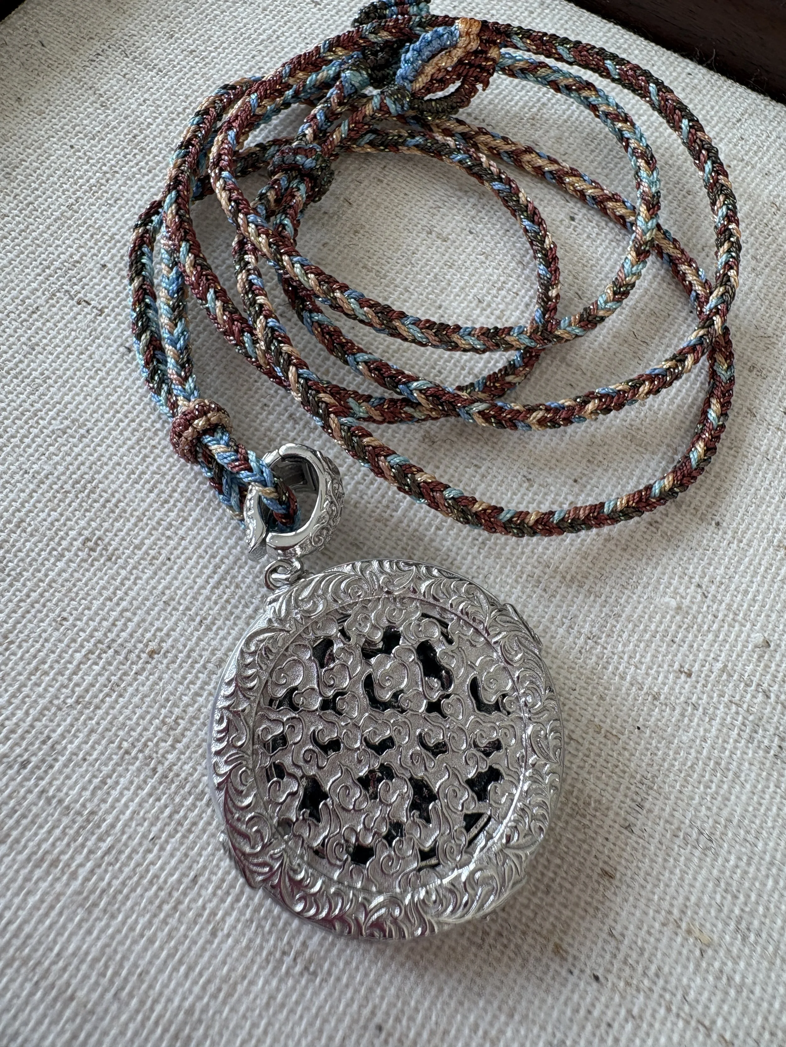 Mystical Emblem Pendant with Braided Cord Necklace