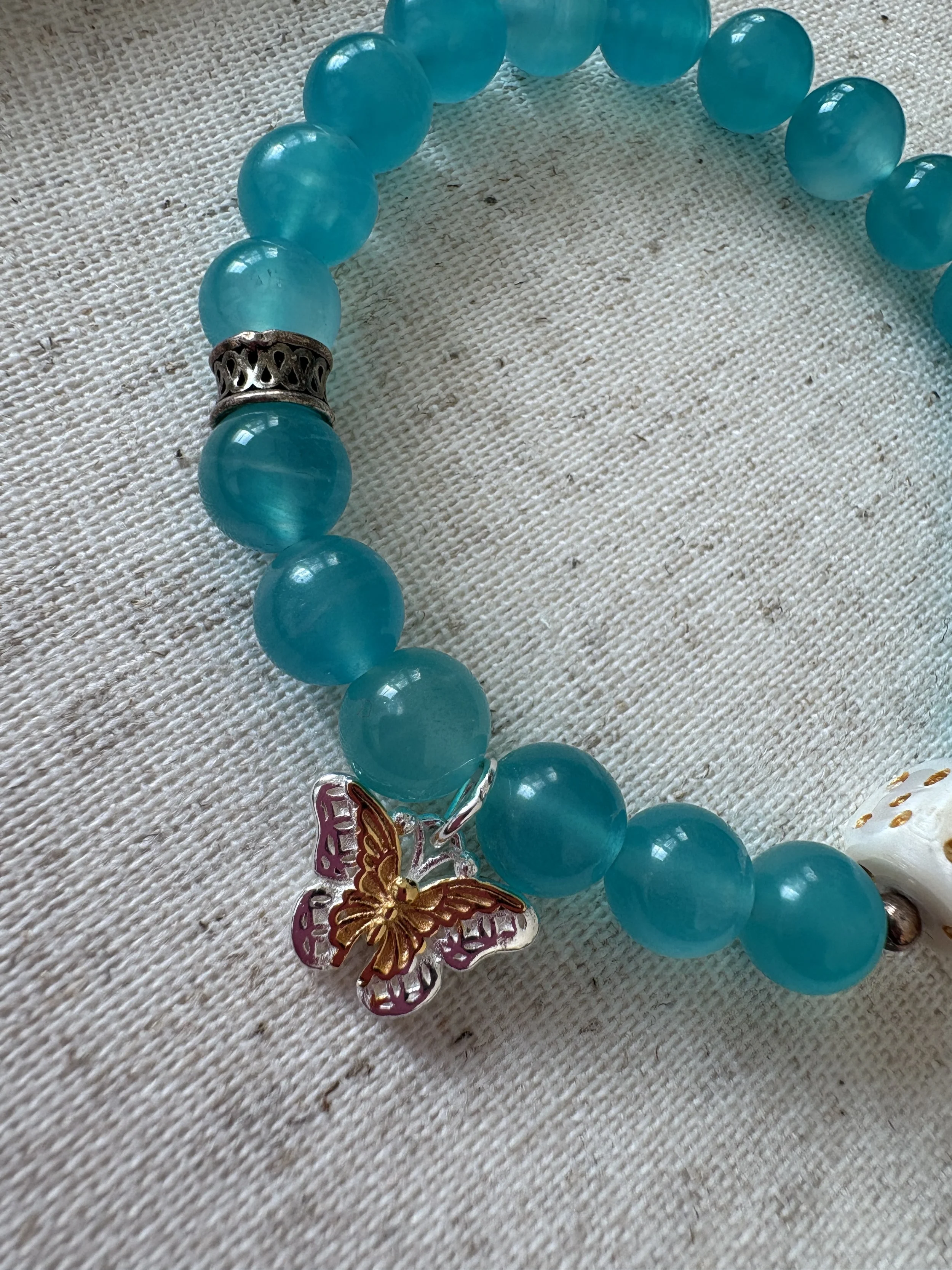 Amazonite Silver Charm Bracelet