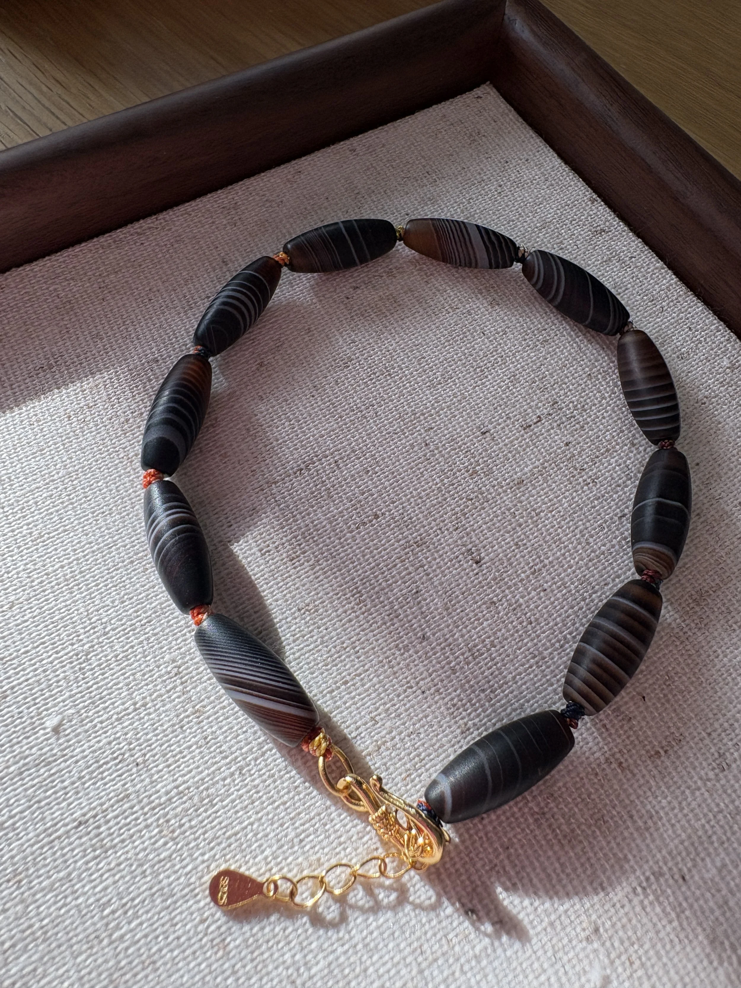 Timeless Elegance: Ancient Agate Bead Bracelet