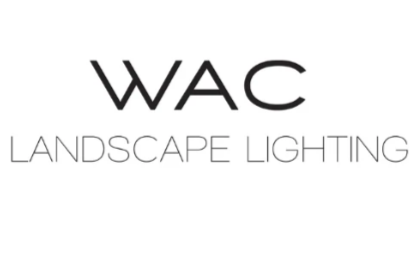 Logo of WAC Landscape Lighting with the company name and slogan