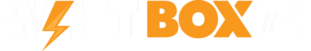 Logo for WattBox IP+ with bold black, white, orange, and gray text and a lightning bolt symbol.