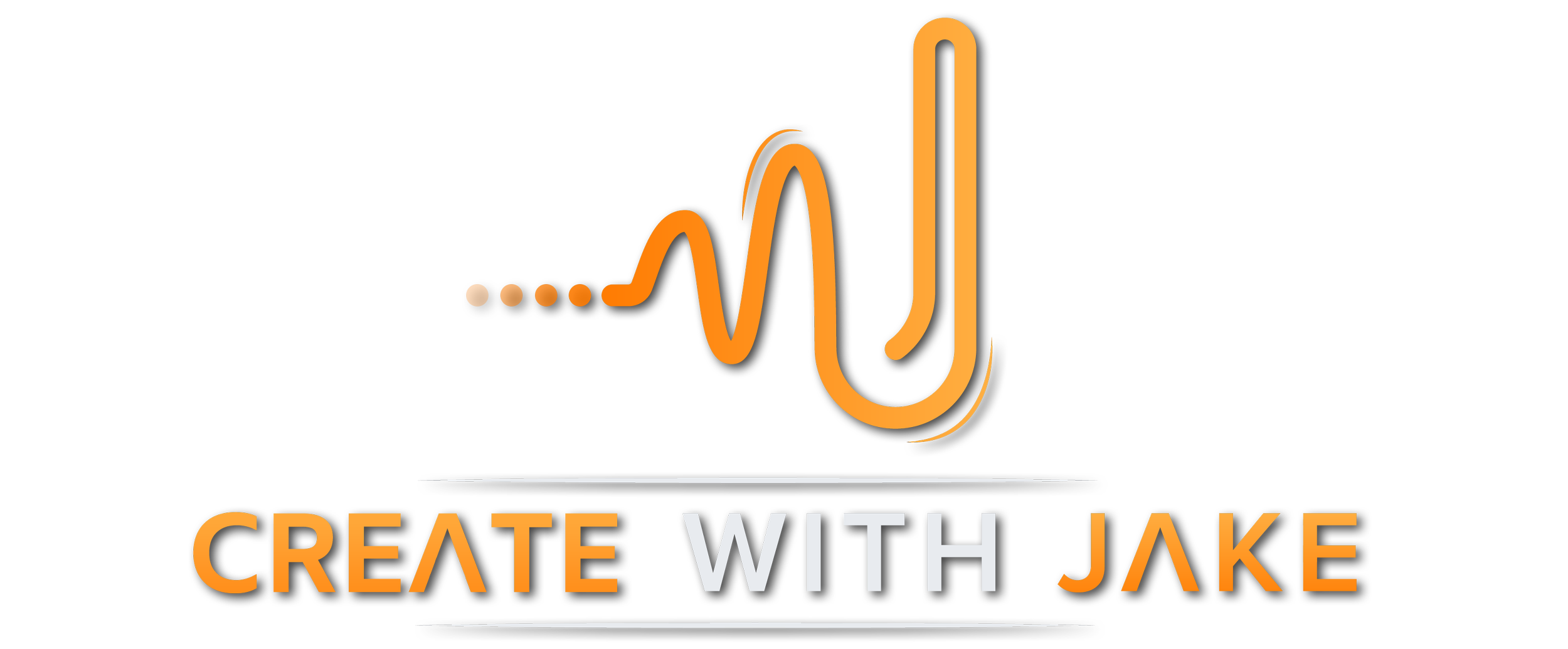 Logo with stylized orange line graph resembling a waveform or sound wave and the text 'Create with Jake' beneath, set against a black background.
