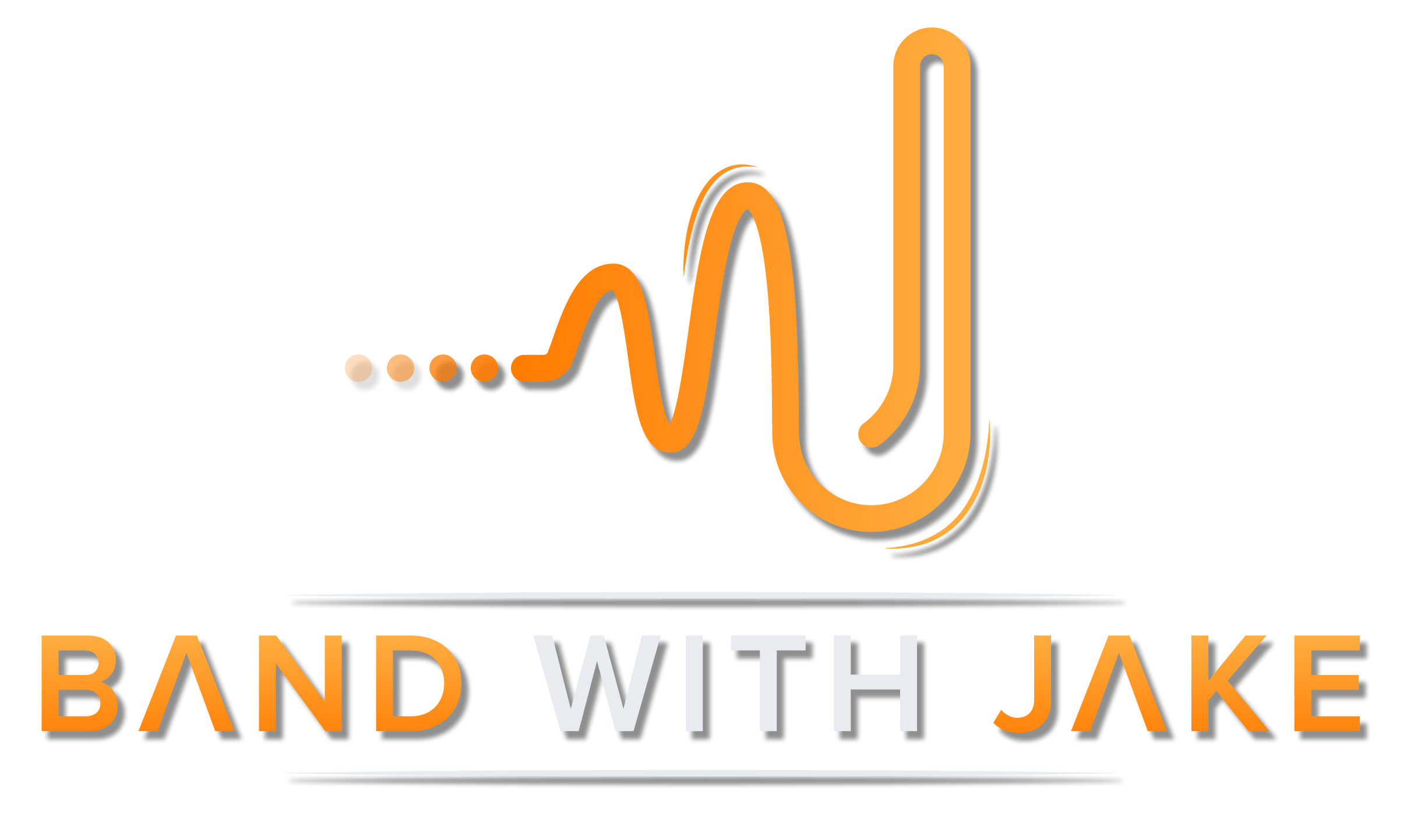 Logo for Band with Jake, featuring stylized orange and gray lines forming a conductor's baton and musical notes, with the text 'Band with Jake' below.