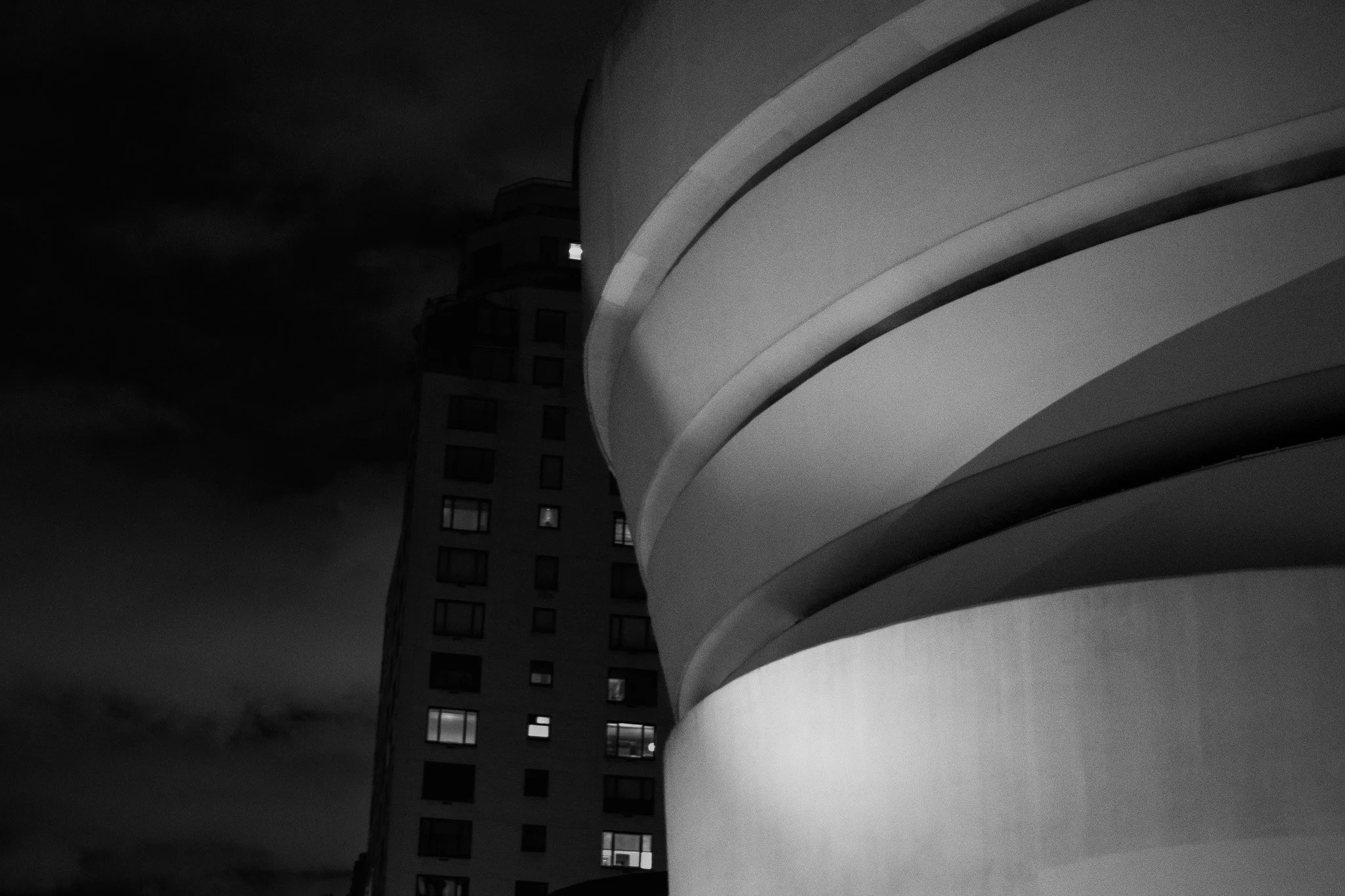 Frank Lloyd Wright - A Night Shot of  the Solomon R. Guggenheim Museum