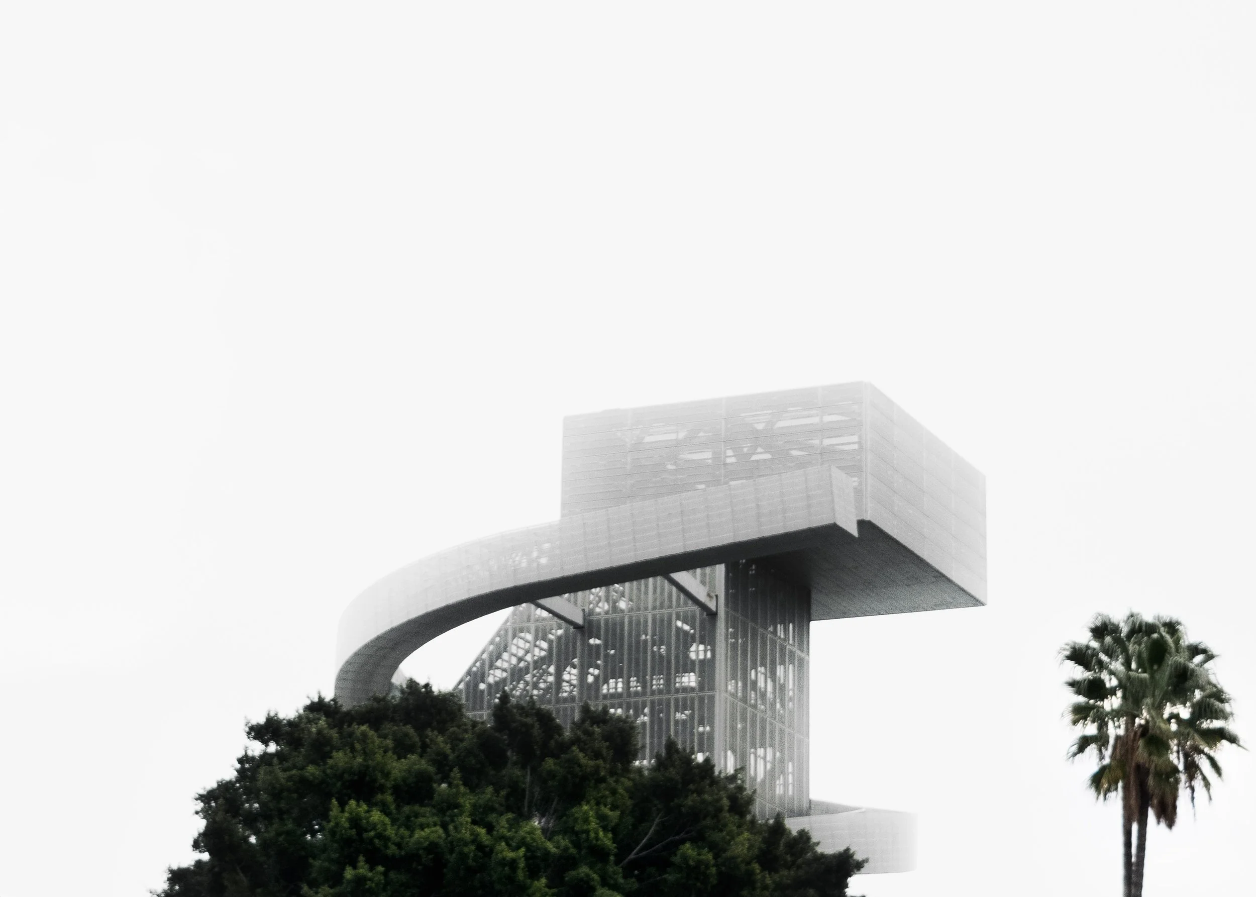 Coop Himmelblau -  A Foggy morning shot of Central Los Angeles Area High School #9 for the Visual and Performing Arts