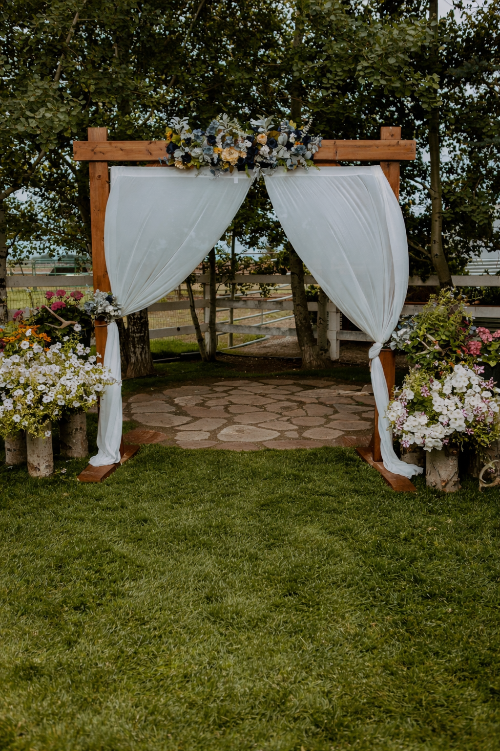 Decorative Beam Arch with Silks