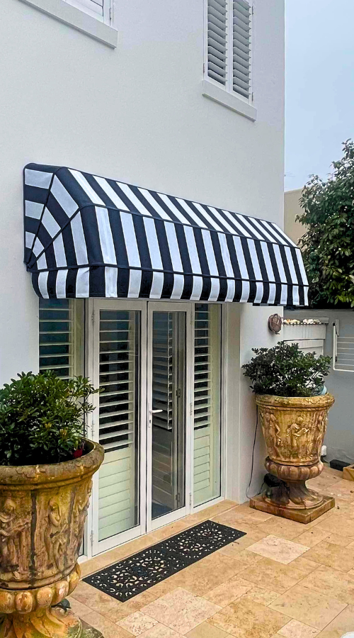 Erebos Canopy Awning with protective cover strips over the frame