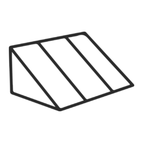 Simple illustration of a slanted roof with three sections.