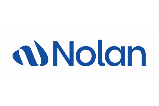 Nolan logo in blue with stylized 'N' icon on the left.