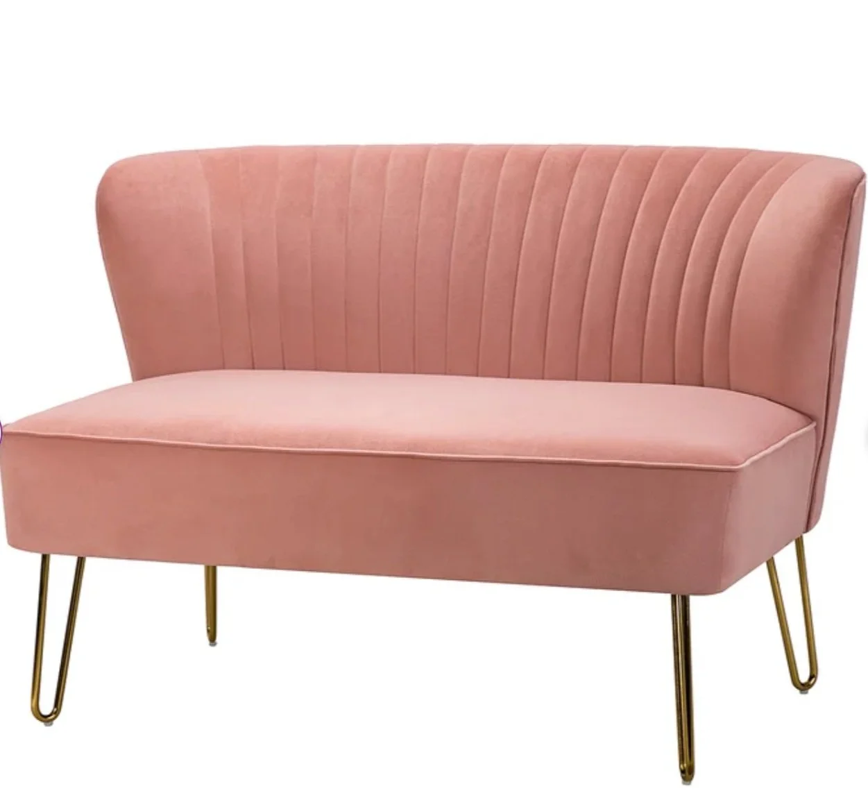 Pink Love Seat with Gold Legs