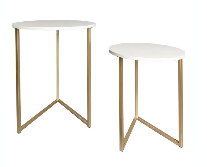 White Geometric Side Table