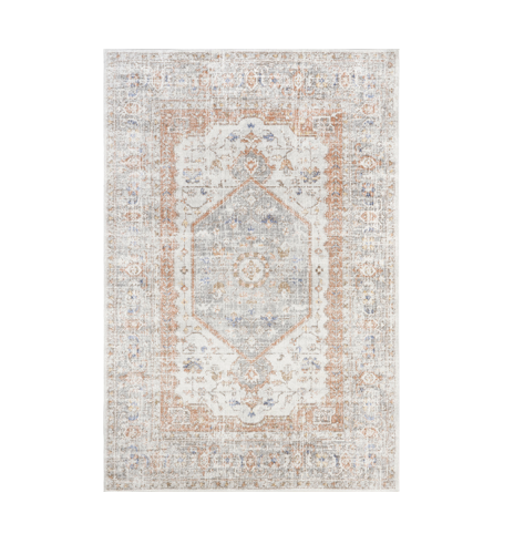 Boho Blue and Rust Area Rug