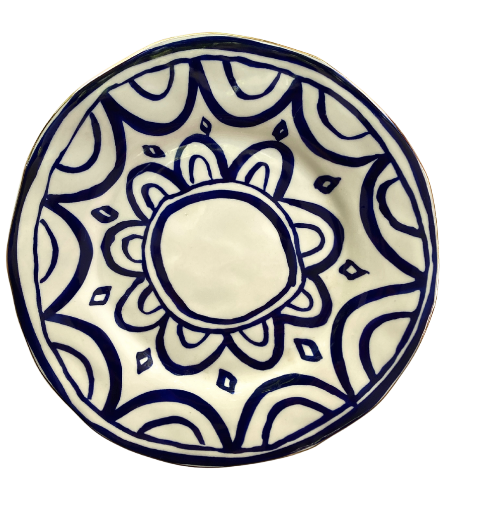 Blue Pattern Stoneware Salad Plate