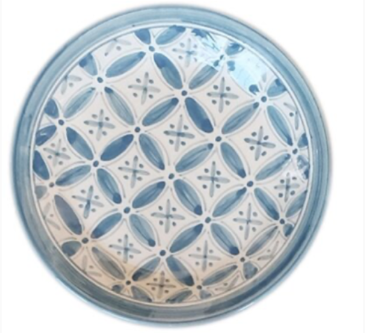 Light Blue Pattern Stoneware Salad Plate
