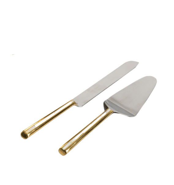 Cake Serving Set Gold with Opal Inlay Rental Durango