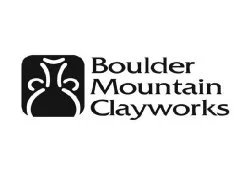 Logo of Boulder Mountain Clayworks with a black and white design featuring a stylized mountain and clay pot icon.