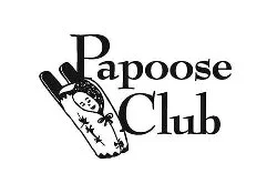 Logo of Papoose Club with a cartoon papoose in a frame and the text 'Papoose Club' beside it.