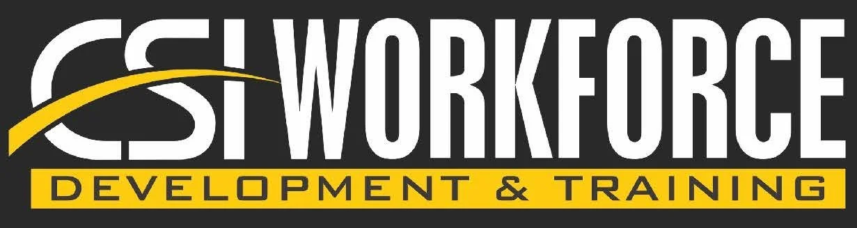 CST Workforce Development & Training logo with black background, white text, and yellow accents.