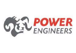 Logo of Power Engineers featuring a stylized ram's head in black and red text.