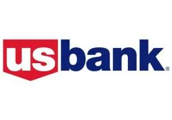 US Bank logo with red shield and white text on a blue background.