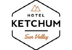 Logo of Hotel Ketchum in Sun Valley with black hexagonal border and mountain icon