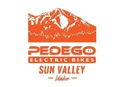 Logo of Pedego Electric Bikes Sun Valley Idaho featuring a mountain graphic with the company name.