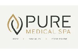 Logo for Pure Medical Spa with a stylized water droplet and the words 'Pure Medical Spa' and locations Boise, Sun Valley, and Coeur d'Alene.