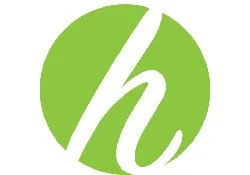 Green circular logo with a white stylized letter 'h' in the center.