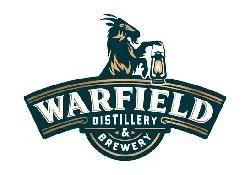Logo of Warfield Distillery & Brewery featuring a lion holding a beer mug