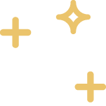Gold plus signs and star shapes on a black background