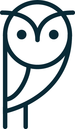 A stylized, minimalist line drawing of an owl