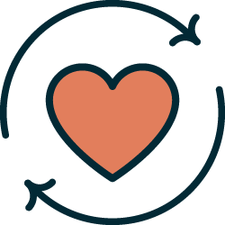 A heart inside a circular arrow